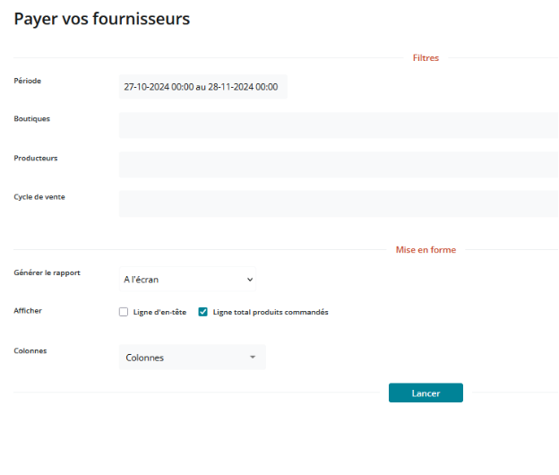Picture paramétrage des rapports du circuit court